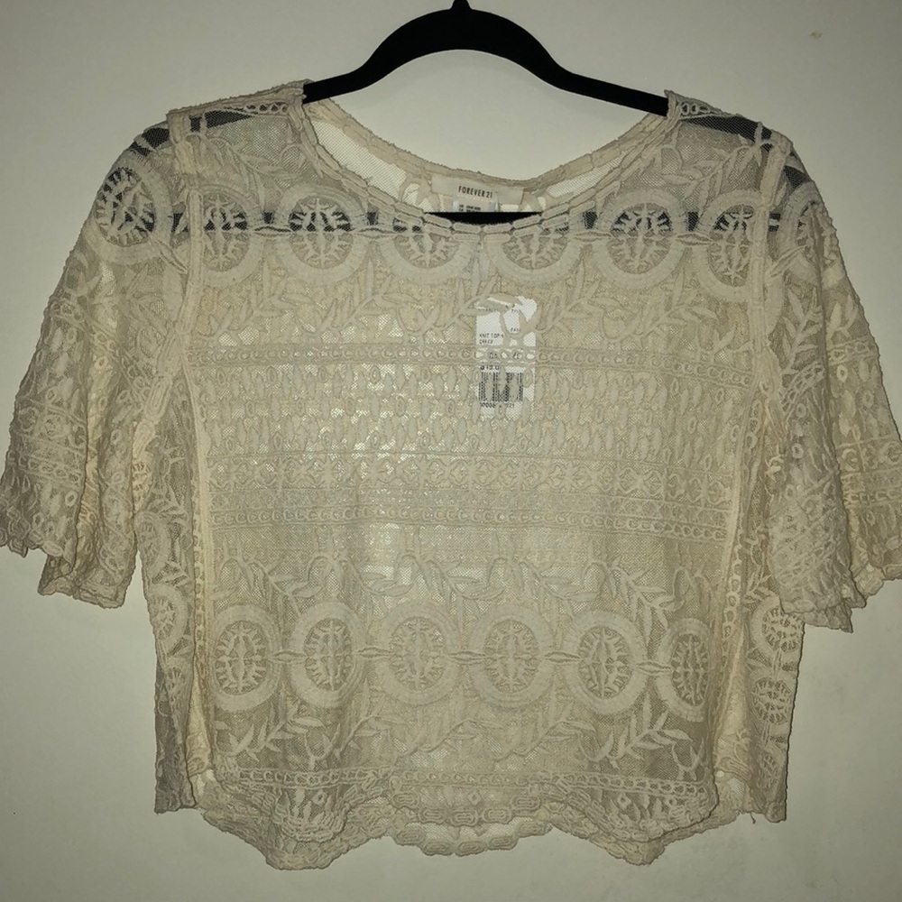 Mesh/Lace cream top